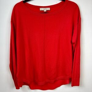 Ann Taylor Loft Feminine Chic Red Sweater Scoop Neck Lightweight Size Small